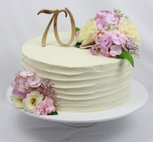 Single tier 70th Birthday Cake- Rustic Style