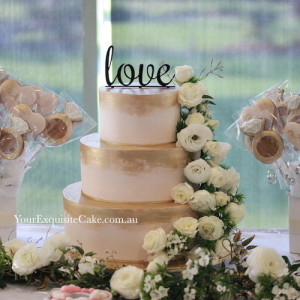3 Tier Gold Painted Love Cake