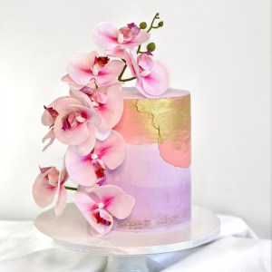 Gold-lilac-cake-singapore-orchids